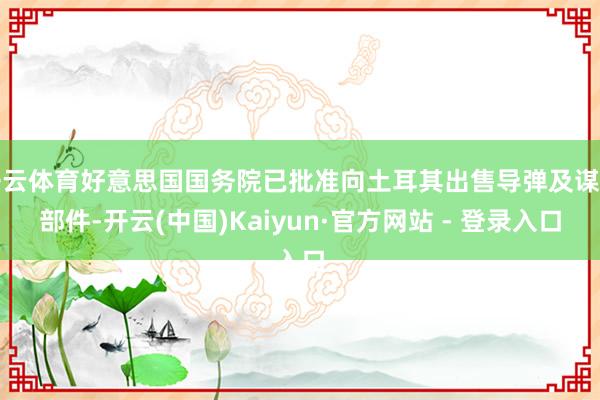 开云体育好意思国国务院已批准向土耳其出售导弹及谋划部件-开云(中国)Kaiyun·官方网站 - 登录入口