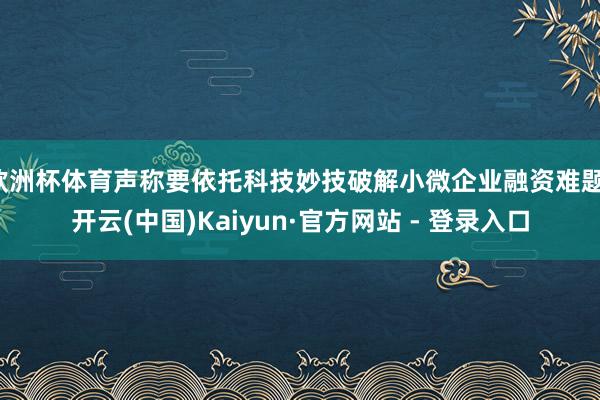 欧洲杯体育声称要依托科技妙技破解小微企业融资难题-开云(中国)Kaiyun·官方网站 - 登录入口